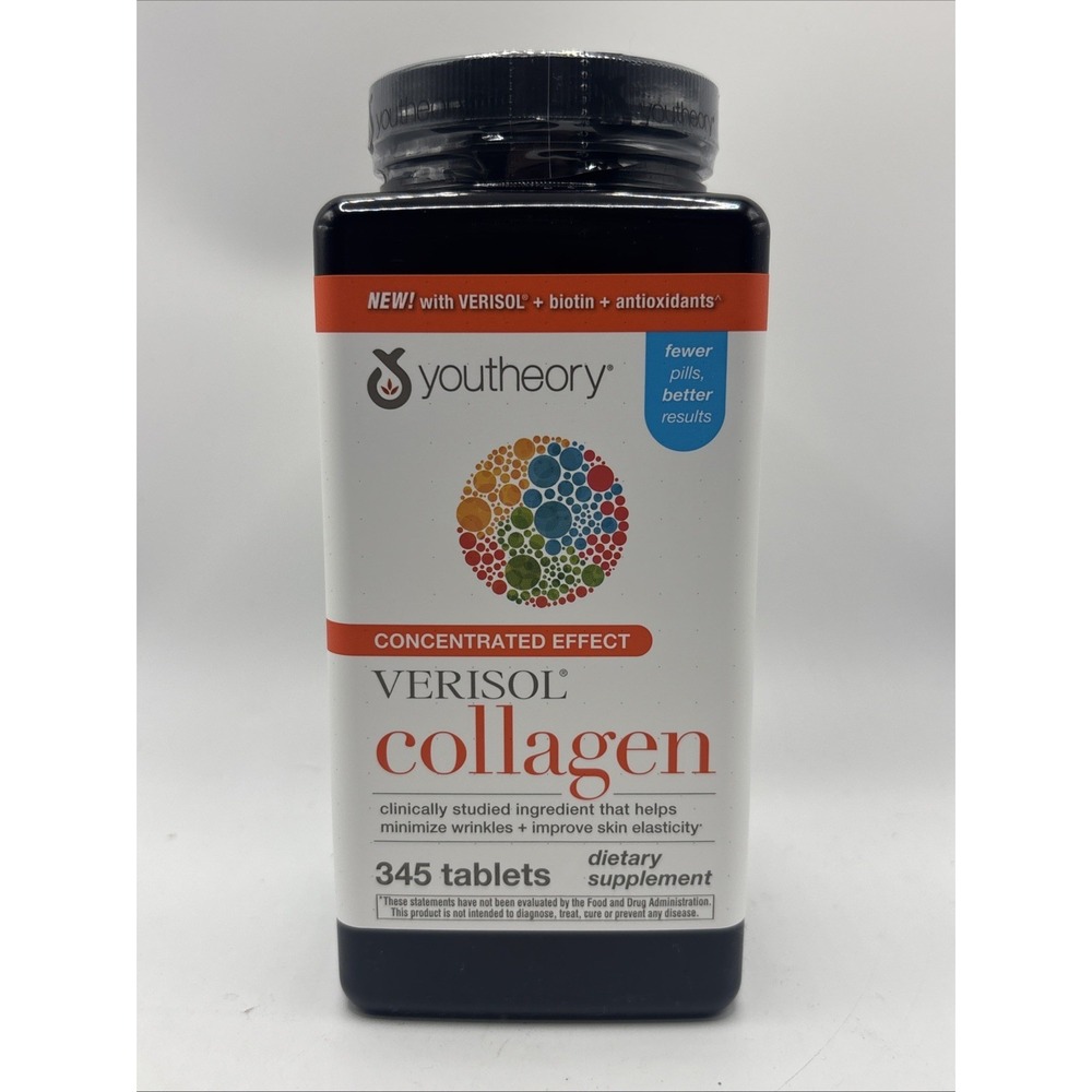 youtheory Concentrated Effect Verisol Collagen, 345 Count Supports Skin,  Hair